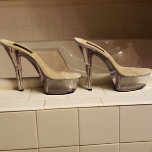 Clear platform heels